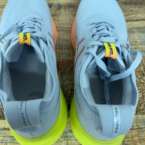 Asics Gel Nimbus 26 Paris Cool Grey Safety Yellow 1012B743 Womens Size 6 - Picture 8 of 11